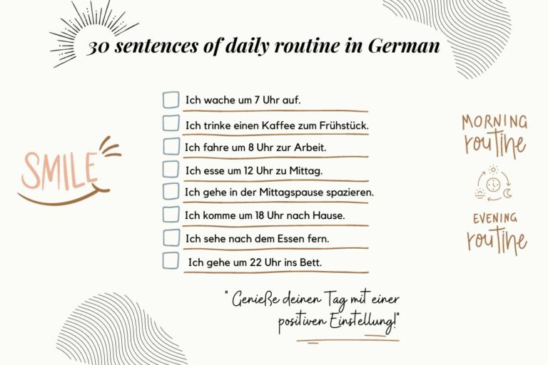30 German sentences  for daily routine