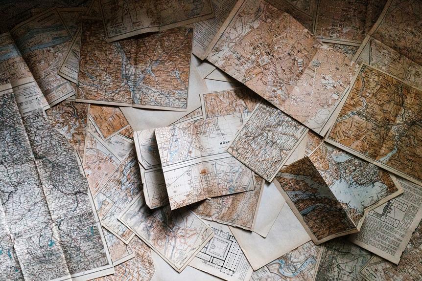 A pile of old maps, perfect for learning German or embarking on a journey in German learning.