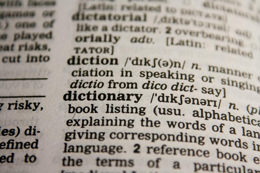 A close up of a dictionary with words in it, providing resources for individuals looking to learn German online.